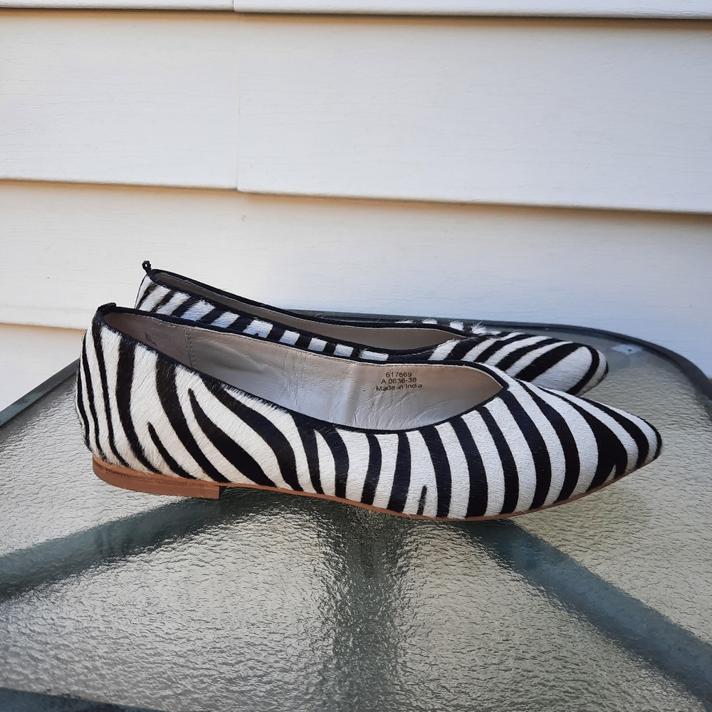 Boden Calf Hair Pointy Toe Flats Shoes Size 7.5
